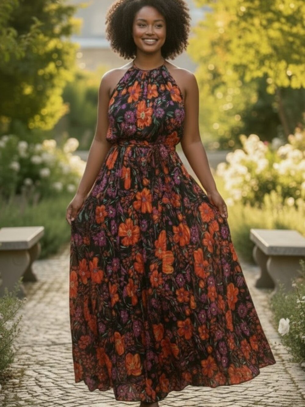 JIBRI Floral Sleeveless Maxi Dress – Plus Size 2 (Fits 20/22/24)